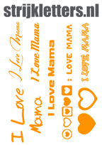 Vel Strijkletters I Love Mama Flex Neon Oranje