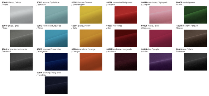 Kleuren kaart Flock materialen