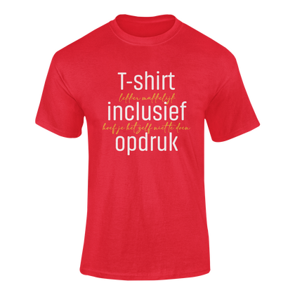 T-shirt Rood incl. opdruk groot aan voorzijde - afb. 1