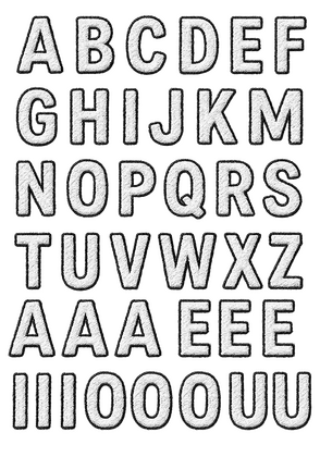 Borduur look letters design alfabet. borduurlook wit - afb. 1