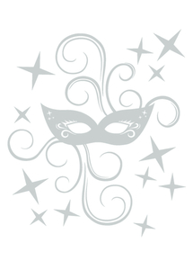 Carnaval Masker Polyester Ondergrond Zilver - afb. 2