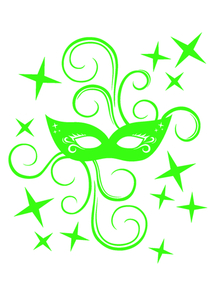 Carnaval Masker Flock Neon Groen - afb. 2