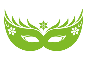 Carnaval Masker 2 Polyester Ondergrond Appelgroen - afb. 2