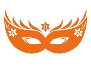 Carnaval Masker 2 Polyester Ondergrond Oranje - afb. 2