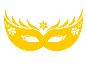 Carnaval Masker 2 Flock Geel - afb. 2