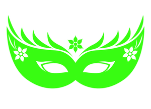 Carnaval Masker 2 Flock Neon Groen - afb. 2