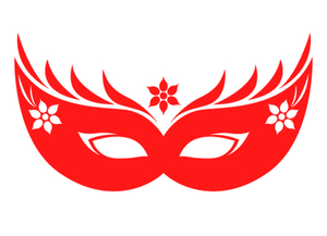 Carnaval Masker 2 Flock Neon Rood - afb. 2