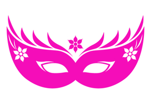 Carnaval Masker 2 Flock Neon Roze - afb. 2