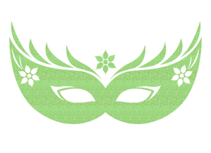 Carnaval Masker 2 Glitter Neon Groen Glitter - afb. 2
