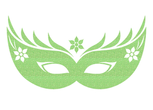 Carnaval Masker 2 Glitter Neon Groen Glitter - afb. 2