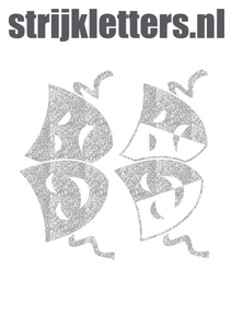 Carnaval Maskers Blij Verdrietig Glitter Silver 450 - afb. 1