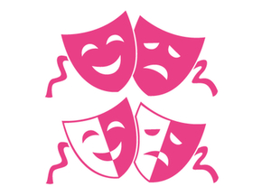 Carnaval Maskers Blij Verdrietig Polyester Ondergrond Neon Roze - afb. 2