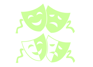 Carnaval Maskers Blij Verdrietig Glow in the Dark - afb. 2