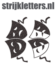 Carnaval Maskers Blij Verdrietig Glitter Black Glitter 458 - afb. 1