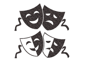 Carnaval Maskers Blij Verdrietig Glitter Black Glitter 458 - afb. 2