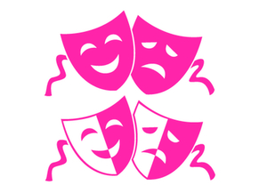 Carnaval Maskers Blij Verdrietig Glow in the Dark Roze - afb. 2