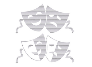 Carnaval Maskers Blij Verdrietig Glitter Rainbow White 488 - afb. 2