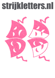 Carnaval Maskers Blij Verdrietig Glitter Neon Pink Glitter 448 - afb. 1