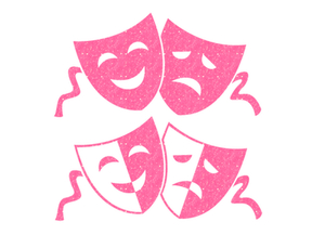 Carnaval Maskers Blij Verdrietig Glitter Neon Pink Glitter 448 - afb. 2