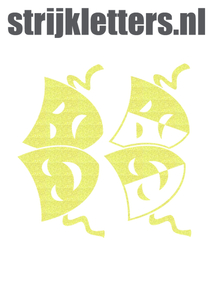 Carnaval Maskers Blij Verdrietig Glitter Neon Yellow Glitter 446 - afb. 1