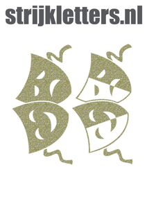 Carnaval Maskers Blij Verdrietig Glitter Champagne Glitter 490 - afb. 1