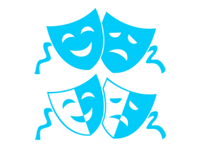 Carnaval Maskers Blij Verdrietig Glow in the Dark Blauw - afb. 2