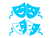 Carnaval Maskers Blij Verdrietig Glow in the Dark Blauw - afb. 2