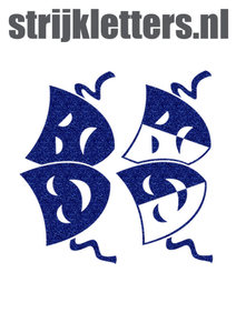 Carnaval Maskers Blij Verdrietig Glitter Royal Blue Glitter 489 - afb. 1
