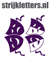 Carnaval Maskers Blij Verdrietig Glitter Purple Glitter 424 - afb. 1