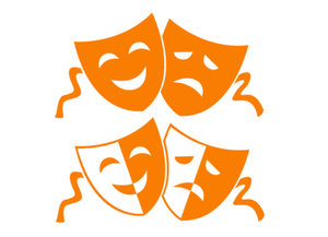 Carnaval Maskers Blij Verdrietig Glow in the Dark Oranje - afb. 2