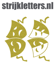 Carnaval Maskers Blij Verdrietig Glitter Gold Glitter 451 - afb. 1