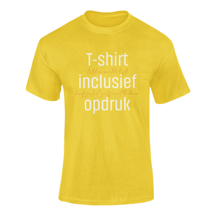 T-shirt geel incl. opdruk groot aan voorzijde - afb. 1