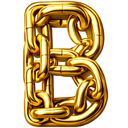 Goud chroomlook letter los B ketting strijkletter - afb. 1