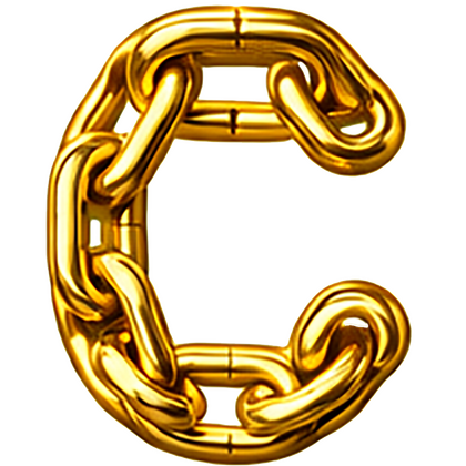 Goud chroomlook letter los C ketting strijkletter - afb. 1