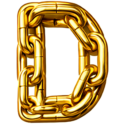 Goud chroomlook letter los D ketting strijkletter - afb. 1