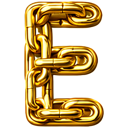 Goud chroomlook letter los E ketting strijkletter - afb. 1