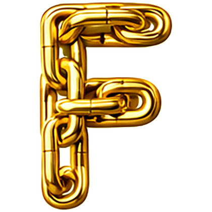 Goud chroomlook letter los F ketting strijkletter - afb. 1