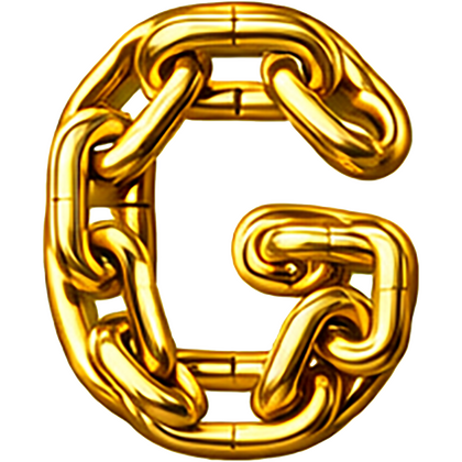 Goud chroomlook letter los G ketting strijkletter - afb. 1