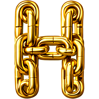 Goud chroomlook letter los H ketting strijkletter - afb. 1