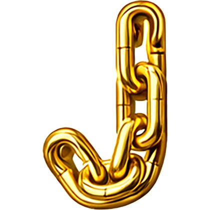 Goud chroomlook letter los J ketting strijkletter - afb. 1