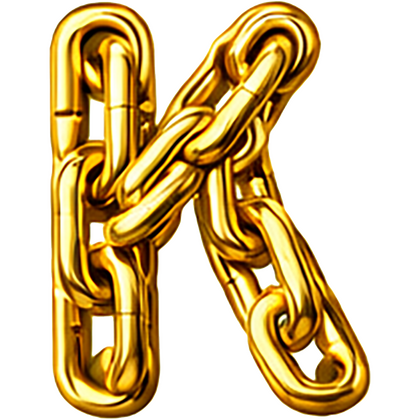 Goud chroomlook letter los k ketting strijkletter - afb. 1