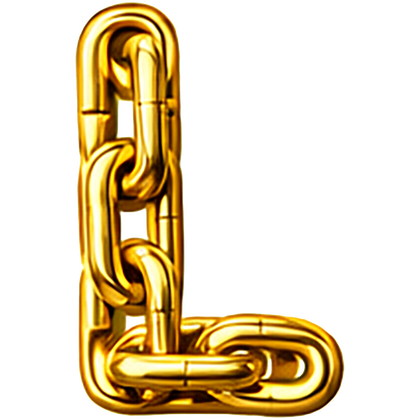 Goud chroomlook letter los L ketting strijkletter - afb. 1