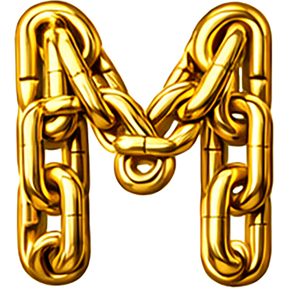 Goud chroomlook letter los M ketting strijkletter - afb. 1