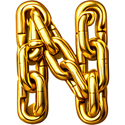 Goud chroomlook letter los N ketting strijkletter - afb. 1