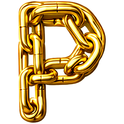 Goud chroomlook letter los P ketting strijkletter - afb. 1