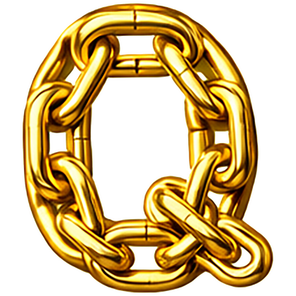 Goud chroomlook letter los Q ketting strijkletter - afb. 1