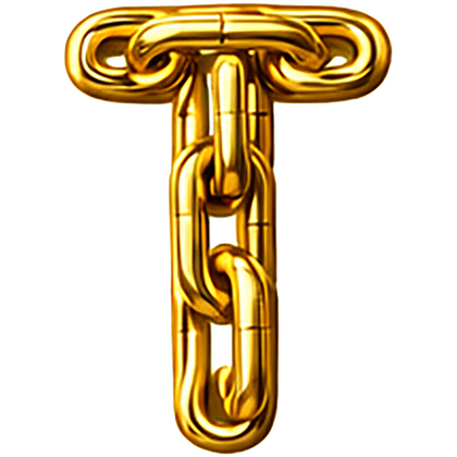 Goud chroomlook letter los T ketting strijkletter - afb. 1