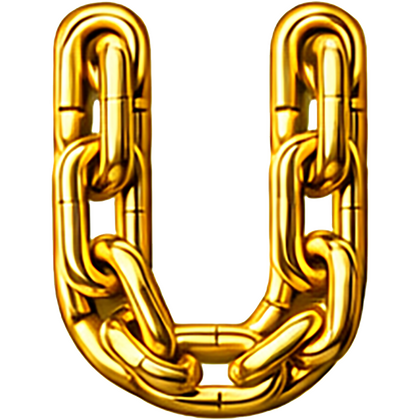 Goud chroomlook letter los U ketting strijkletter - afb. 1