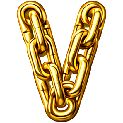 Goud chroomlook letter los V ketting strijkletter - afb. 1