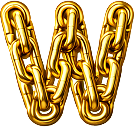 Goud chroomlook letter los W ketting strijkletter - afb. 1